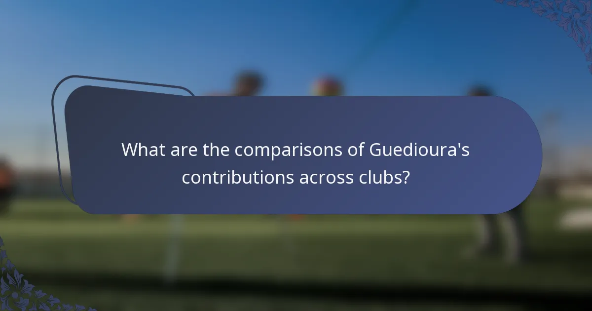 What are the comparisons of Guedioura's contributions across clubs?